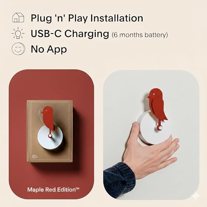 Birdie Design Indoor CO2 Monitor - Air Quality Meter for Home & Office - Promotes Mental & Physical Health - Modern Interior Decor - Reducing Health Risks with Clean Air Japanese Maple - Image 4