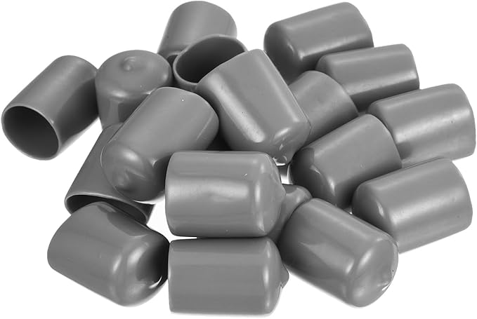 uxcell 20pcs Rubber End Caps Protective Caps 20mm ID Vinyl PVC Round Tube Bolt Cap Cover Screw Thread Protectors, Light Grey - Image 4