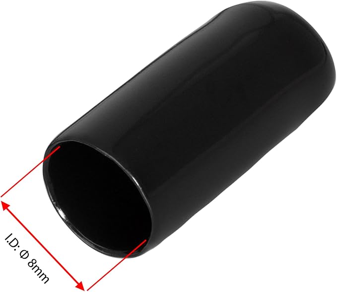 20 PCS Black Round Vinyl Rubber End Caps Kits, Flexible Screw Thread Protectors Safety Cover for Metal Tubing Rod Bolt, 8mm (8/25 inch) - Image 2