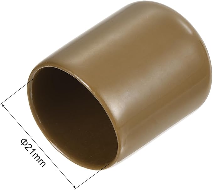 uxcell 20pcs Rubber End Caps 21mm ID Vinyl PVC Round Tube Bolt Cap Cover Screw Thread Protectors Light Brown - Image 3