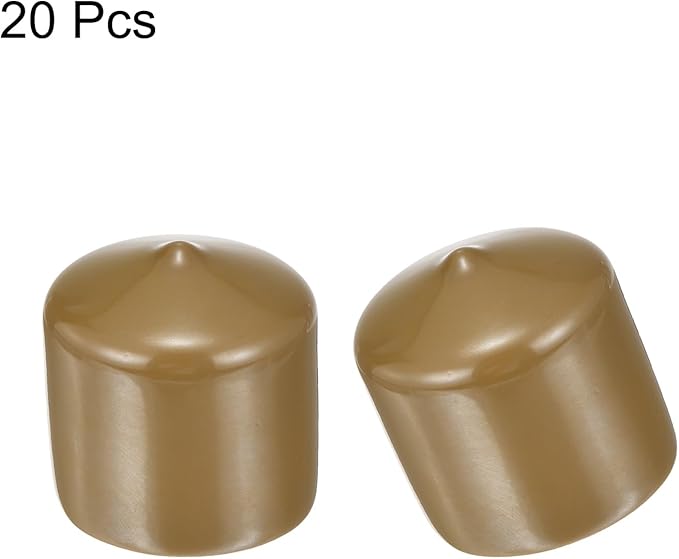 uxcell 20pcs Rubber End Caps 36mm ID Vinyl PVC Round Tube Bolt Cap Cover Screw Thread Protectors Light Brown - Image 2