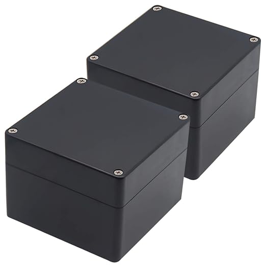 Junction Box, Zulkit Project Box IP65 Waterproof Outdoor Box ABS Plastic Electrical Boxes Electronic Enclosure Black4.7 x 4.7 x 3.5 inch(120 x 120 x 90 mm)(Pack of 2) by Zulkit