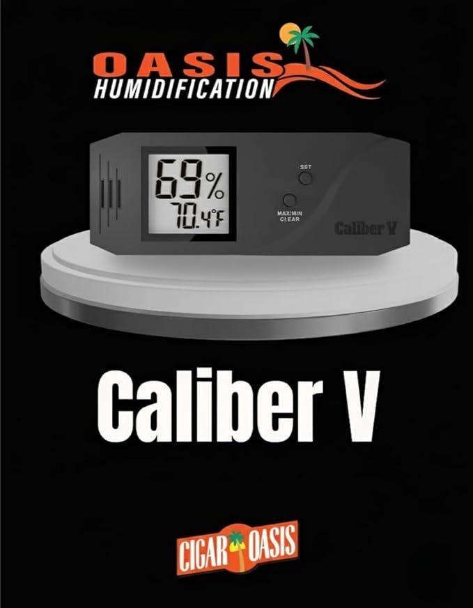 Oasis Caliber V Digital Hygrometer and Thermometer - Slim Hygrometer & Thermometer w/Digital Humidity Sensor Gauge for Precise Readings - Temperature & Humidity Sensor - Black - 4" W x 1" H - Image 8