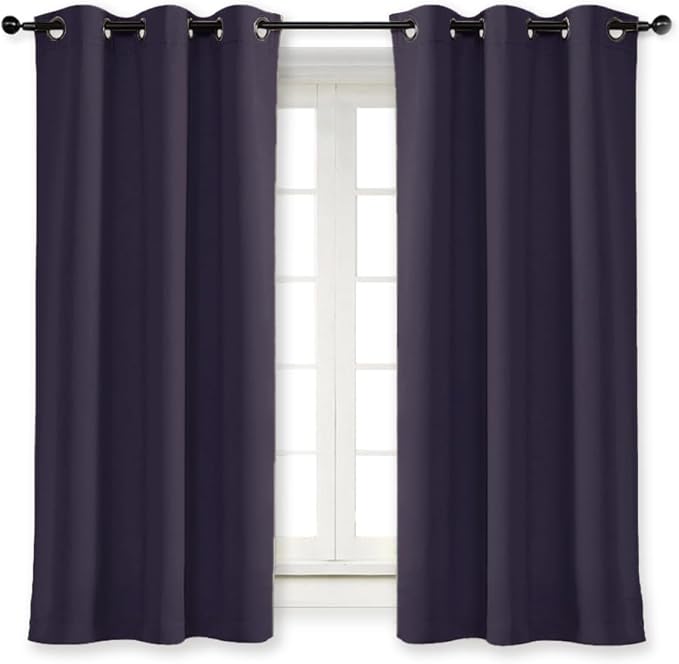 NICETOWN Blackout Curtain Blind for Bedroom, Single Panel, W42 x L45 inches, Greyish Purple, Thermal Insulated Grommet Blackout Room Darkening Drape/Drapery by NICETOWN
