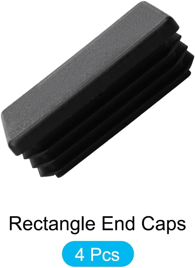 METALLIXITY Rectangle End Caps (60 x 40mm) 4Pcs, Plastic Rectangle Tube Inserts Threaded End Blanking Caps Protector - for Furniture Table Chair Legs, Black - Image 5