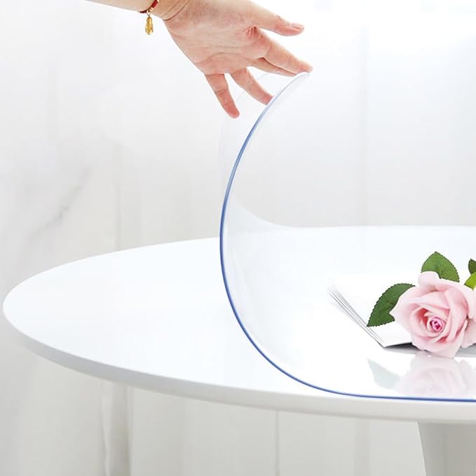 1.5mm Thick 42 Inch Dia Crystal Clear Round Table Top Protector Plastic Cover Circle Tablecloth for Coffee Dining Conference Tabletop Wipeable Protective Office Desk Side Beside Vinyl Table Pad Mat - Image 7