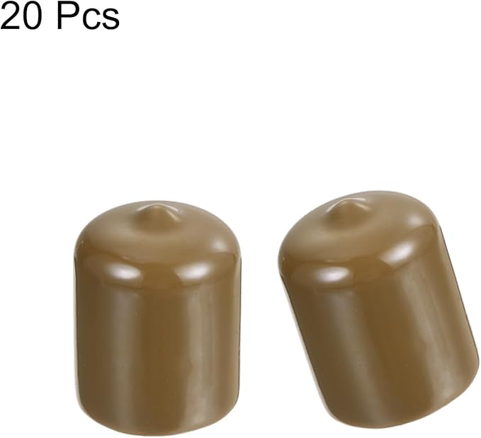 uxcell 20pcs Rubber End Caps 21mm ID Vinyl PVC Round Tube Bolt Cap Cover Screw Thread Protectors Light Brown - Image 2
