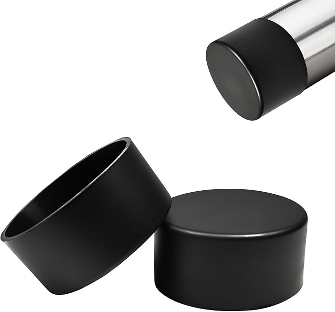 2 Pcs 2-15/16" (75 mm) Round Chair Leg Tips Caps, Silicone Rubber Furniture Leg Floor Protectors, Reduce Noise Folding Metal Chair Leg Cap Replacement for Bar Stool Leg Patio Indoor, Black by BOPOREAE