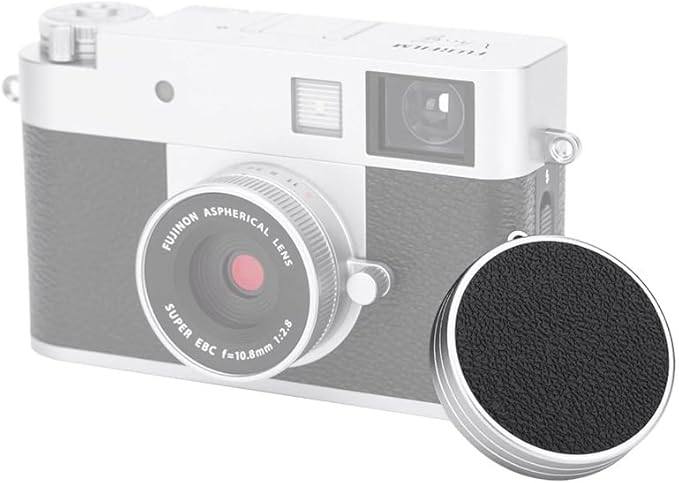 Fuji X Half Leather Texture Lens Cap, Aluminum Anti-Dust Anti-Scratches Lightweight Camera Lens Cover with Soft EVA Interior & Lanyard, Accessories for Fuji X Half Lens Protection Cover-Silver - Image 4