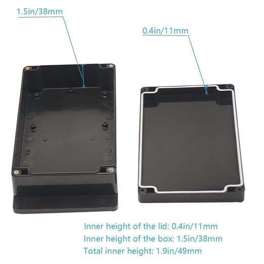 Zulkit Junction Box ABS Plastic Dustproof Waterproof IP65 Universal Electrical Boxes Project Enclosure with Fixed Ear Black 7.87 x 4.72 x 2.2 Inch (200 x 120 x 56 mm)(Pack of 1) - Image 6