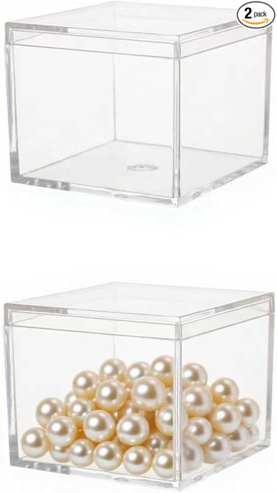 KissYou Small Acrylic Box Clear Boxes with Lid Acrylic Square Cube for Display Jewelry Storage Contanier Party Decorative Box by KissYou
