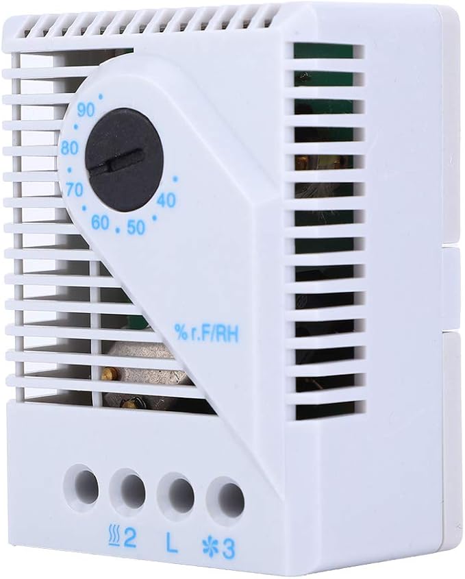 Focket Humidity Controller, MFR012 Hygrostat Humidity Switch 35mm DIN Rail EN50022, Hygrostat Fan Heater for TV, Mechanical Humidity Controller for Cabinet Humidity Adjuster by Focket