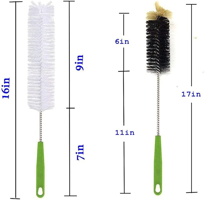 Long Bottle Brush, 17 in Bendable Cleaner Brushes for Cleaning Neck Beer Bottles, Wine, Baby Bottles, Water Bottles, Tumblers, Flask, Bird Feeder, Vase, Pipes and Brewing Supplies Black + White/2Pack - Image 7