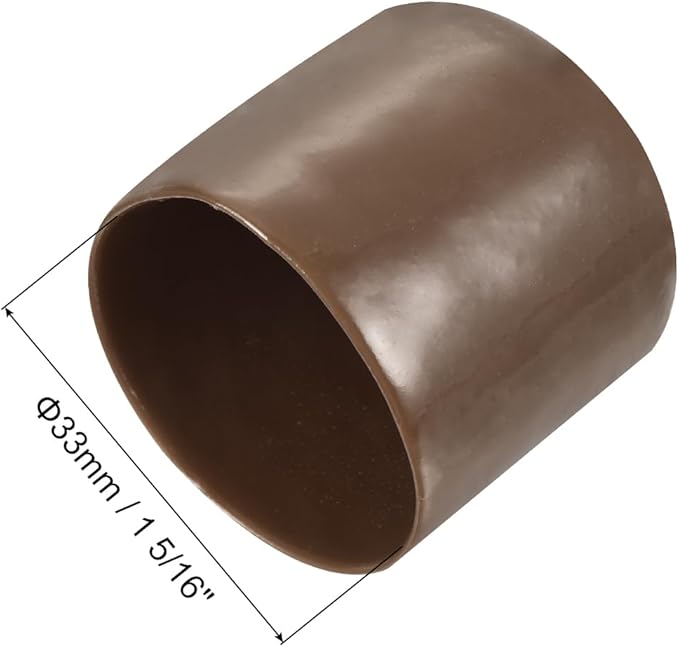 uxcell 20pcs Rubber End Caps 33mm(1 5/16") ID Vinyl PVC Round Tube Bolt Cap Cover Screw Thread Protectors Brown - Image 3