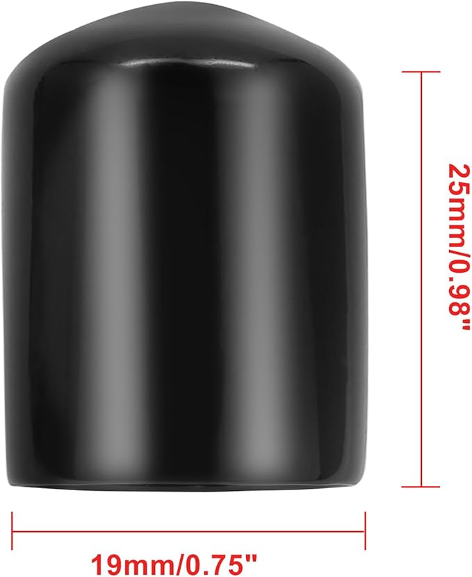 24 Pcs Round Rubber End Caps, 3/4" (19mm) ID Vinyl Flexible Screw Thread Protectors, Black Bolt End Caps for Metal Tubing Rod Bolt - Image 2