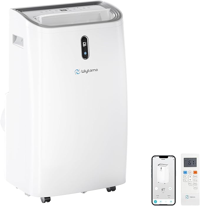 14,000 BTU Portable Air Conditioners Cool Up to 700 Sq.Ft, Portable AC Unit with WiFi & Remote/Sleep Mode/Auto Swing Fans, Cool, Heat, Dehumidifier & Fan 4 in 1 Air Conditioner for Room, Garage by Wiytamo