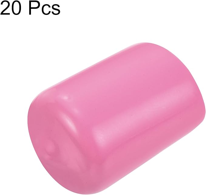 uxcell 20pcs Rubber End Caps 15mm ID Vinyl PVC Round Tube Bolt Cap Cover Screw Thread Protectors Pink - Image 2