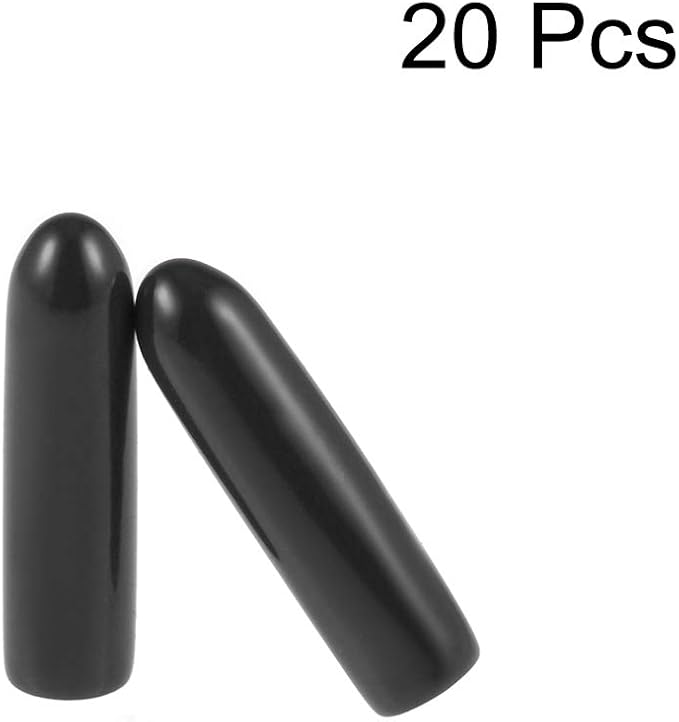 uxcell 20pcs Rubber End Caps 2mm ID Vinyl Round Tube Bolt Cap Cover Thread Protectors Black - Image 2