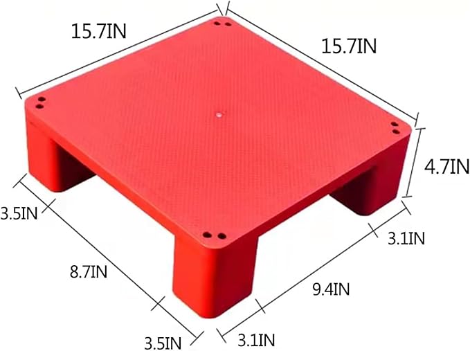 Waterproof Grid Ventilation Floor Pallet Small Warehouse Moisture Barrier Plastic Pallets Moisture Resistant for Logistics and Warehousing, Transportation Facilities(Red-3 Set,15.7x15.7x4.7in) - Image 2