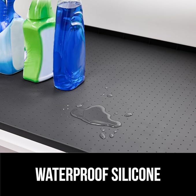 GORILLA GRIP Waterproof Silicone Under Sink Mat with Raised Lip for Kitchen and Bathroom, Cabinet Shelf Liner Stay in Place Mats Dishwasher Safe Drawer Liner, Organizer Tray, 19 x 22 in, Black - Image 3