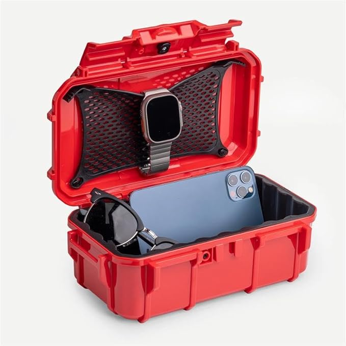 Evergreen 57 Waterproof Dry Box Protective Case - Travel Safe/Mil Spec/USA Made - for Cameras, Phones, Ammo Can, Camping, Hiking, Boating, Water Sports, Knives, & Survival (Red) by EvergreenCases
