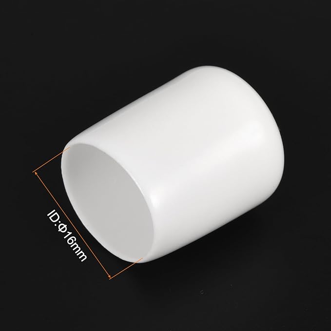 uxcell 20pcs Rubber End Caps 16mm ID Vinyl Round End Cap Cover Screw Thread Protectors White - Image 3