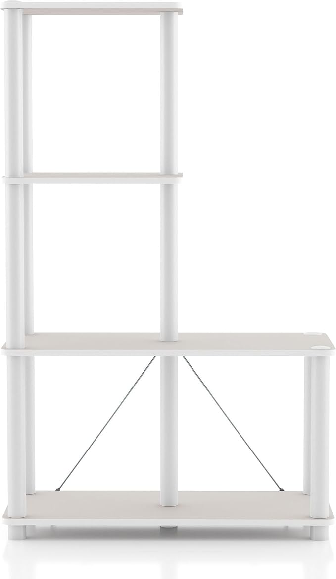 Homes: Inside + Out Apexa Modern 4-Cube Ladder Shelving Units, Collectibles Display Shelves, Easy Assembly Standing Shelf, Home Storage Organizer for Living Room, Bedroom, Office, Taupe Grey - Image 11