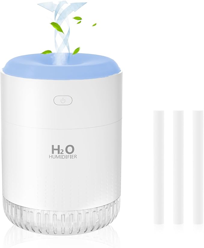 SZO Portable Mini Humidifier, 500ML USB Personal Cool Mist Humidifiers for Bedroom Office Travel Desk, Whisper Quiet 20dB with 2 Mist Modes & Auto Shut-Off, Small Desktop Humidifier（WSQ02 white） by SZOLLC