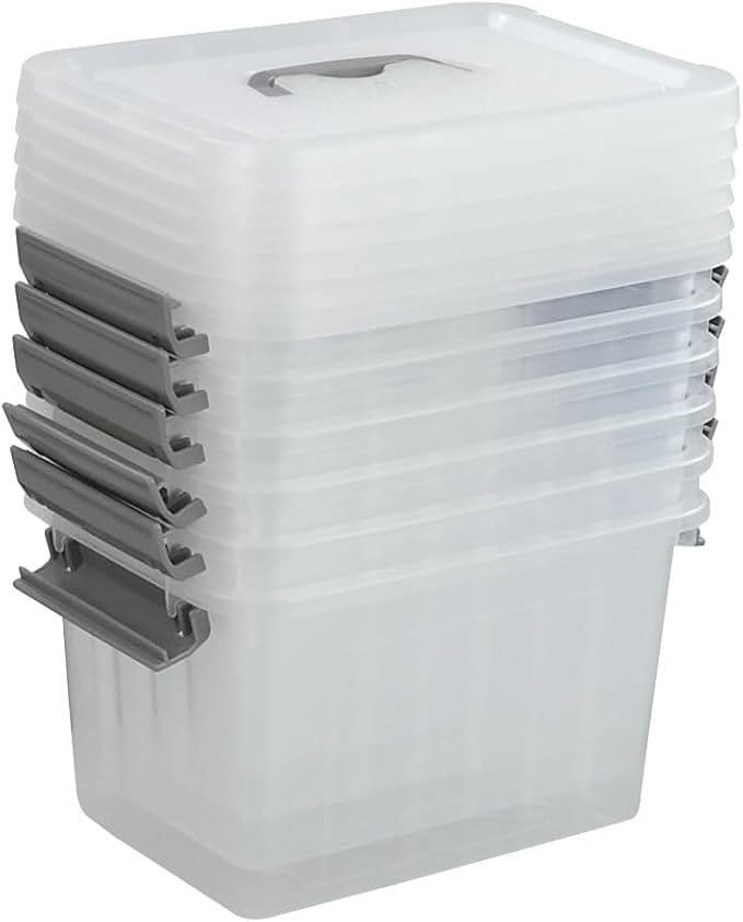 6 Liter Plastic Bins with Lids, Clear Storage Boxes Set of 6 - Image 7
