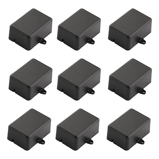 Fielect 9Pcs Dustproof Electronic Junction Box Plastic Enclosure Project Box with Ear for Electronic Projects ABS Black 2.01 x 1.38 x 0.91 inch by Fielect