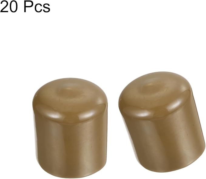 uxcell 20pcs Rubber End Caps 32mm(1 1/4") ID Vinyl PVC Round Tube Bolt Cap Cover Screw Thread Protectors Light Brown - Image 2