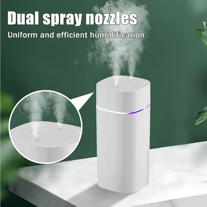 DONGKER Mini Humidifier,600ml Dual Channels USB Quiet Humidifier with Colorful Cycling Light Waterless Auto Shut-Off for Home Bedroom Office Indoor Travel - Image 2