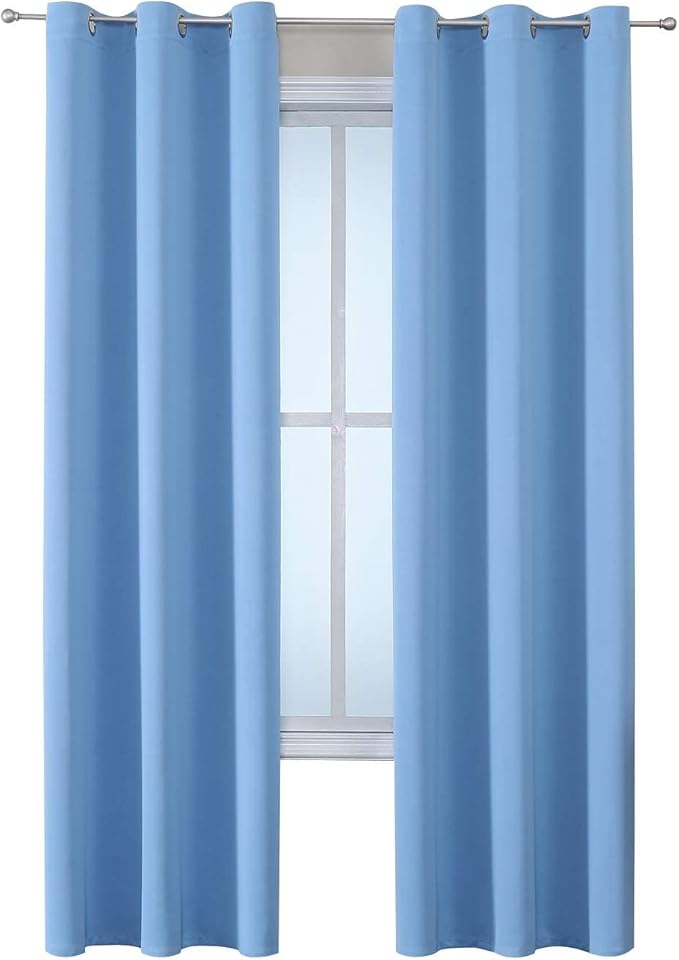 ChrisDowa Grommet Room Darkening Curtains for Bedroom and Living Room - 2 Panels Set Thermal Insulated Blackout Curtains (Sky Blue, 42W x 84L) - Image 7