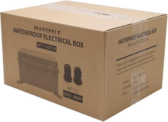 MAKERELE Waterproof Junction Box Outdoor Junction Box ABS Plastic Waterproof Universal Electrical Project Box (Grey Cover, 11.8 * 7.8 * 6.3 Plastic latches) - Image 9