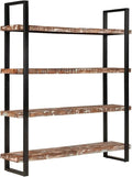4-Tier Industrial Bookshelf 70.9 Inch Tall Solid Reclaimed Wood Storage Shelf for Living Room Home Office Vintage Furniture Organizer by WDGJJFECNMUEHI