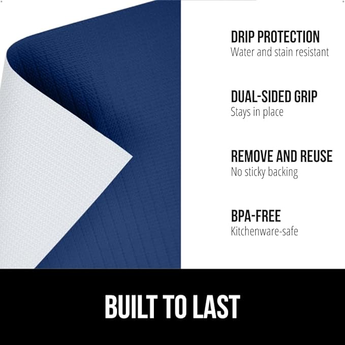 GORILLA GRIP DripGuard Shelf Liner, Non-Adhesive Drawer and Kitchen Cabinet Protector, 24x240 in, Strong Grip Slip Resistant Underside, Smooth Surface Liners for Cabinets, Bathroom Closets, Navy Blue - Image 2