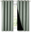 NICETOWN Extra Long Truly Blackout Drapes for Hall and Villa, 46-inch Width Each Panel, 45-inch Length, Greyish Green, 2 Pieces, 100% Blackout Window Curtains with Black Lined for Night Shift Worker by NICETOWN
