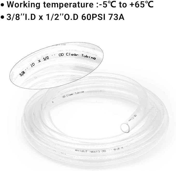 3/8’’ ID × 1/2’’ OD - 25 ft Clear Plastic Tubing BPA Free and Non-Toxic, Multipurpose PVC Clear Tubing for Transfer Water Air Oil - Image 5