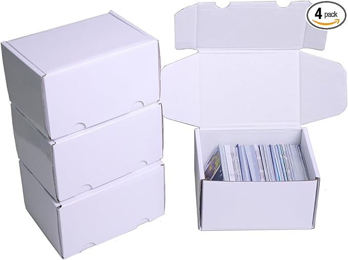 NUMINA 4 Pack 350 Small Card Storage Box, Heavy Duty Cardboard Game Card Organizer with Dividers for TCG, MTG, Sports & Trading Cards, Shipping Boxes for Collectors & Sellers by NUMINA