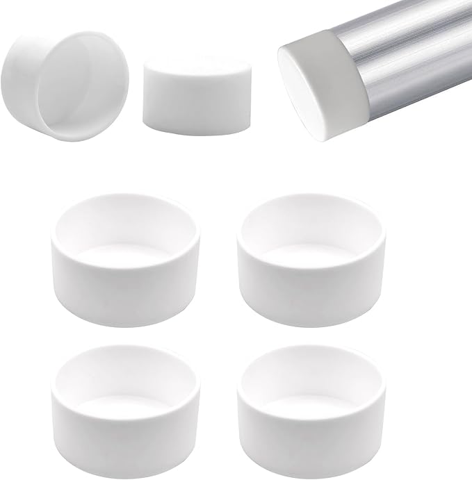 2-3/8" (60.5mm) Silicone Chair Leg Floor Protectors, Rubber Chair Leg Caps, Non-Slip Furniture Pads Round Chair Feet Covers End Caps for Hardwood Floors, Patio & Table Foots, White (4PCS) by EASYEAH