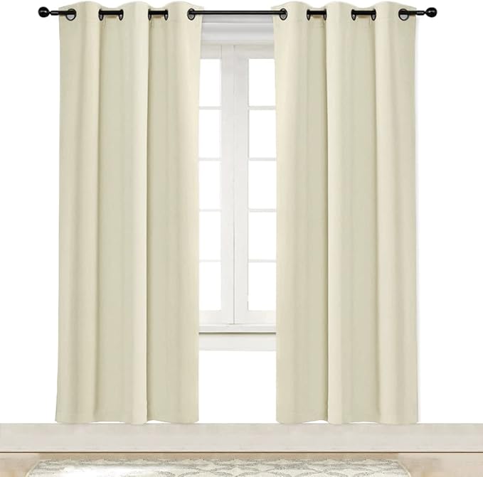 NICETOWN Blackout Curtain Blind for Bedroom, Single Panel, W34 x L72 inches, Beige, Thermal Insulated Grommet Blackout Room Darkening Drape/Drapery by NICETOWN