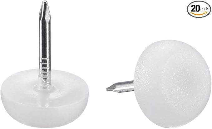 uxcell Furniture Feet Nail Plastic Glide Nails Chair Table Leg Protector Pads 12mm Dia White 20pcs by uxcell