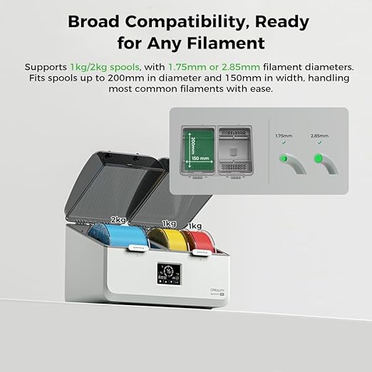 Creality Space Pi X4L Filament Dryer Box,4 Spools Filament Storage Box with Dual Independent Heating Chambers,200W PTC Heats Up to 75°C Rapid Drying for PLA,PETG,TPU,ABS,PET,PC,ASA,PA - Image 7