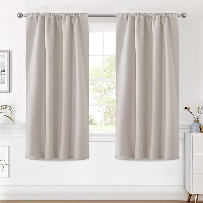 H.VERSAILTEX Blackout Curtains Thermal Insulated Window Treatment Panels Room Darkening Blackout Drapes for Living Room Back Tab/Rod Pocket Bedroom Draperies (2 Panels, Stone, 42 x 63 Inch) - Image 2