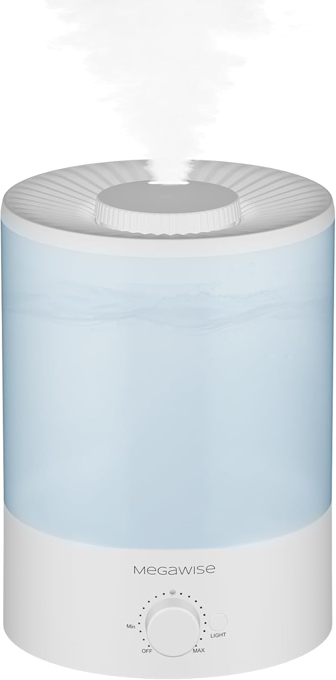 MegaWise Ultrasonic Cool Mist Humidifier | Quiet Operation, Top Fill, Auto Shut-Off | Ideal for Bedroom, Baby Room, and Plants (3.5 L) by MEGAWISE
