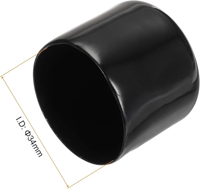uxcell 20pcs Rubber End Caps 34mm ID Vinyl PVC Round Tube Bolt Cap Cover Screw Thread Protectors Black - Image 3