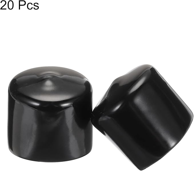uxcell 20pcs Rubber End Caps 34mm ID Vinyl PVC Round Tube Bolt Cap Cover Screw Thread Protectors Black - Image 2