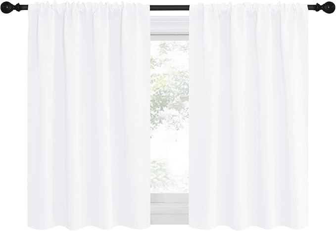 NICETOWN RV Curtains for Camper Windows, White Curtains for Kitchen, Home Decoration Light Filtering Drapes for Small Window (42 inches Wide by 36 inches Long, 1 Pair) - Image 2