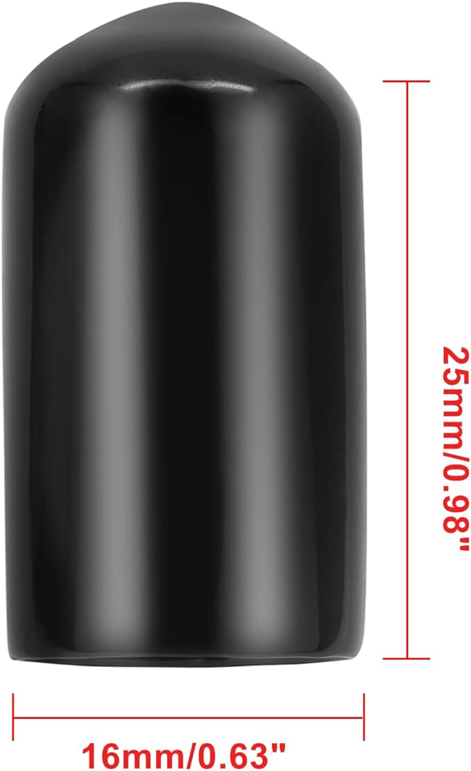 24 Pcs Round Rubber End Caps, 5/8" (16mm) ID Vinyl Flexible Screw Thread Protectors, Black Bolt End Caps for Metal Tubing Rod Bolt - Image 2