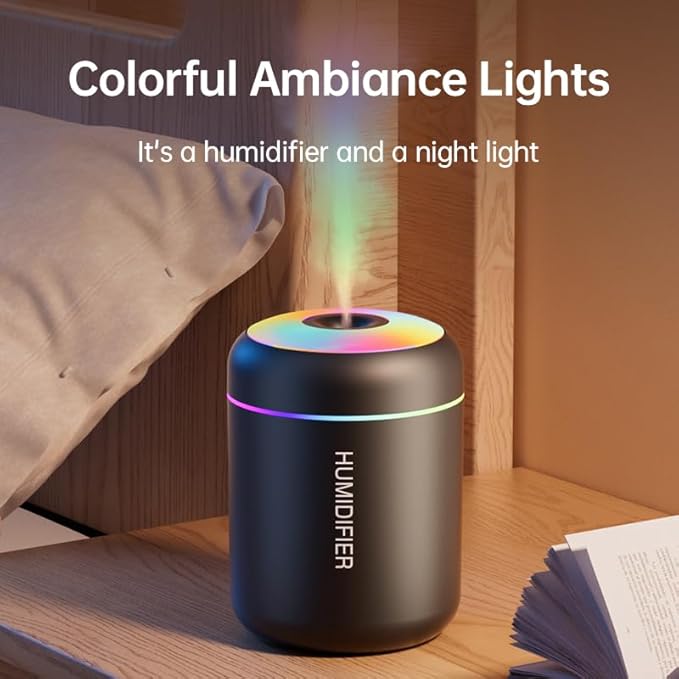180ml Portable Small Humidifier with Colorful LED Night Light, USB Personal Desktop Humidifier for Car Home Office Travel, Auto Shut-Off, 2 Mist Modes, Super Quiet - Image 6